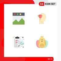 4 Universal Flat Icon Signs Symbols of analytics flask mind head chicken Editable Vector Design Elements