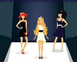 three runway models vector