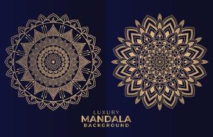 establecer fondo de diseño de mandala ornamental de lujo, fondo ornamental de lujo dorado multiusos vector