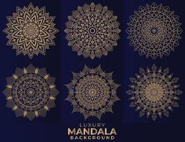 establecer fondo de diseño de mandala ornamental de lujo, fondo ornamental de lujo dorado multiusos vector