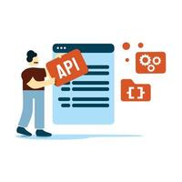 interface api UI and UX designers create functional web interface designs for websites and mobile apps. Concept of digital wireframing process. Orange and blue flat vector illustration