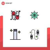 4 Thematic Vector Filledline Flat Colors and Editable Symbols of capsule wizard budget cash connection Editable Vector Design Elements