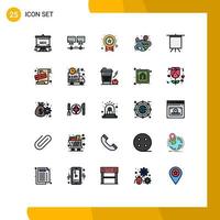 25 Filled line Flat Color concept for Websites Mobile and Apps board map award globe creative Editable Vector Design Elements