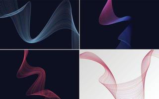Set of 4 abstract waving line backgrounds to add style to your work vector