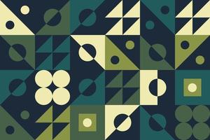 Abstract flat green mosaic of geometric shapes seamless pattern. Minimalist retro background design vector