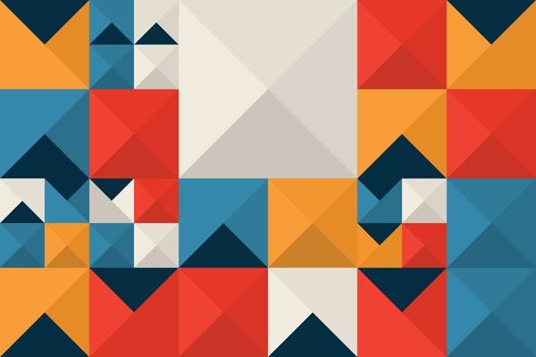 Abstract coloful flat triangle mosaic seamless pattern in geometric style. Multicolor decorative  background design