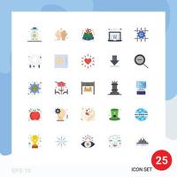 25 User Interface Flat Color Pack of modern Signs and Symbols of line gear gift setting shopping Editable Vector Design Elements