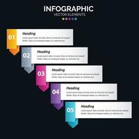 Diagrama de infografía de 5 opciones Informe anual Diseño web Concepto de negocio Pasos o procesos vector