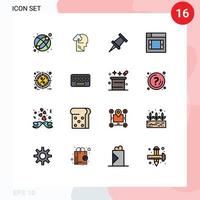 conjunto de 16 iconos modernos de la interfaz de usuario signos de símbolos para el teclado porcentaje pin porcentaje de descuento elementos de diseño de vectores creativos editables