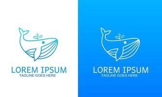 Template logo whale line art simple design vector