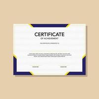 blue and yellow certificate of achievement vector template