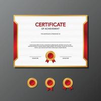 certificate of achievement in red and gold abstract design template vector