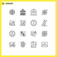 User Interface Pack of 16 Basic Outlines of coffee green typewriter flower devices Editable Vector Design Elements