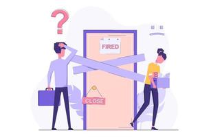 Employee man fired from job holding a box of personal belongings.  Unemployment, economic crisis, economic downturn, jobless, vector  illustration dismissed 9537506 Vector Art at Vecteezy