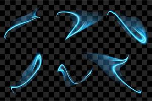 Blue object neon glowing shiny spiral trail. Vector illustration for graphic resources