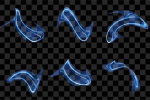 Blue object neon glowing shiny spiral trail. Vector illustration for graphic resources