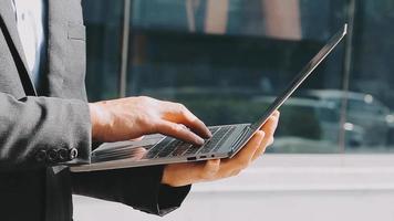 Businessman using tablet analyzing sales data and economic growth graph chart. Business strategy. Abstract icon. Digital marketing. video