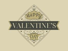 Vintage gift card or banner with decorations and inscription Happy Valentines Day. vector