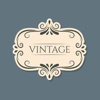 Vector isolated vintage label design with frame, text and lace old ornaments.