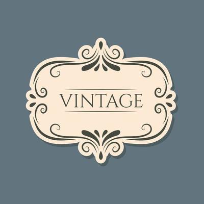 Vector isolated vintage label design with frame, text and lace old ornaments.