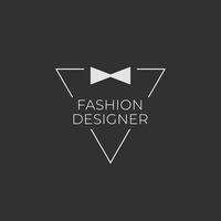 logotipo de diseñador de moda en blanco y negro aislado vectorial con corbata de moño para trajes. vector