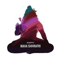 Maha shivratri for lord shiva silhouette card background vector