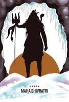 Hindu lord shiva for indian god maha shivratri silhouette card background vector