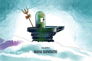 Maha shivratri festival background with shiv ling card design vector
