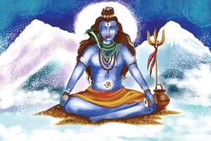 Hindu lord shiva for indian god maha shivratri card background vector