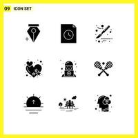 Set of 9 Modern UI Icons Symbols Signs for lacrosse service surgery technical customer Editable Vector Design Elements