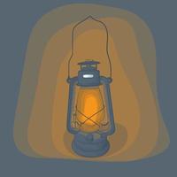 Classic portable lantern with black cover and yellow light design in hand drawn for ramadan template vector
