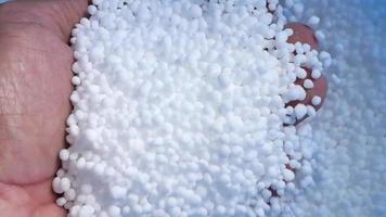 The concept of more expensive chemical fertilizers. White chemical fertilizer formula 46-0-0 focuses on plant growth. video