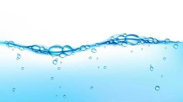 Vector blue clean water wave with air bubbles