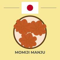 momiji manju diseño de comida japonesa vector