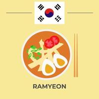 diseño de comida coreana ramyeon vector