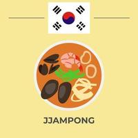 Jjampong Korean Food Design vector