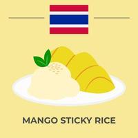 mango arroz pegajoso vector