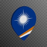 Map pointer with Marshall Islands flag. Vector illustration.