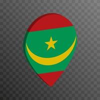 Map pointer with Mauritania flag. Vector illustration.