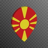 puntero del mapa con la bandera de macedonia del norte. ilustración vectorial vector