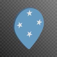 Map pointer with Micronesia flag. Vector illustration.