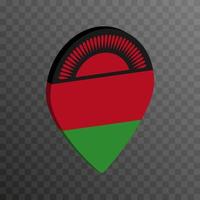 Map pointer with Malawi flag. Vector illustration.