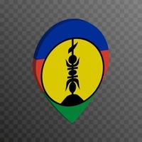 Map pointer with New Caledonia flag. Vector illustration.