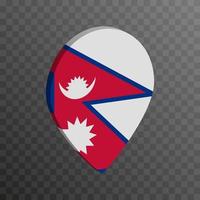 puntero de mapa con bandera de nepal. ilustración vectorial vector