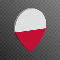 Map pointer with Poland flag. Vector illustration.