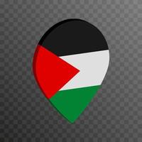 Map pointer with Palestine flag. Vector illustration.