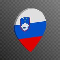 Map pointer with Slovenia flag. Vector illustration.