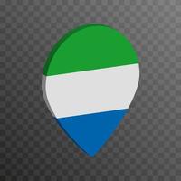 Map pointer with Sierra Leone flag. Vector illustration.