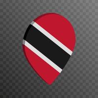 Map pointer with Trinidad and Tobago flag. Vector illustration.