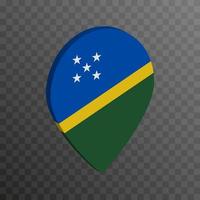 Map pointer with Solomon Islands flag. Vector illustration.